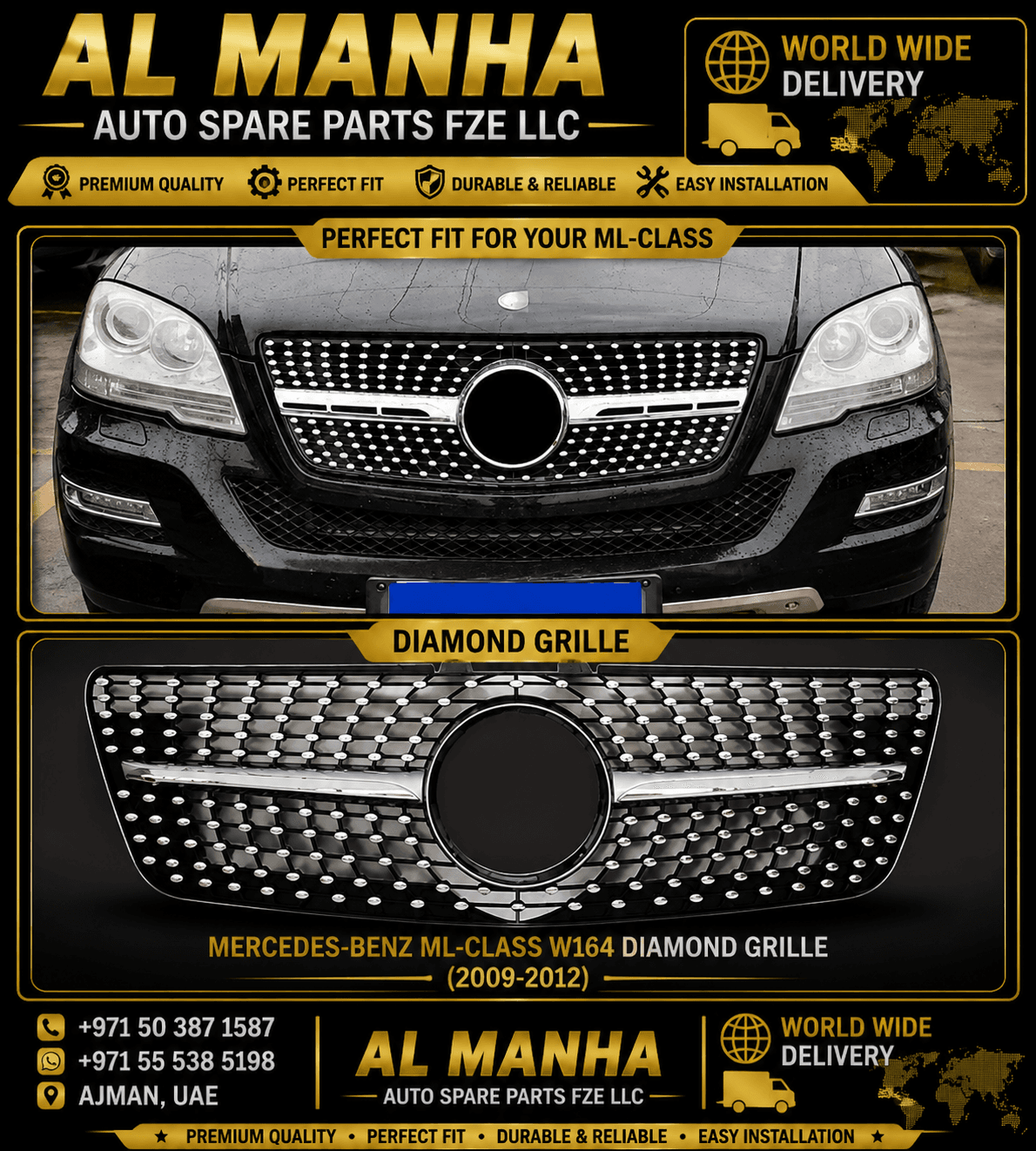MERCEDES-BENZ ML-CLASS W164 DIAMOND GRILLE (2009-2012)