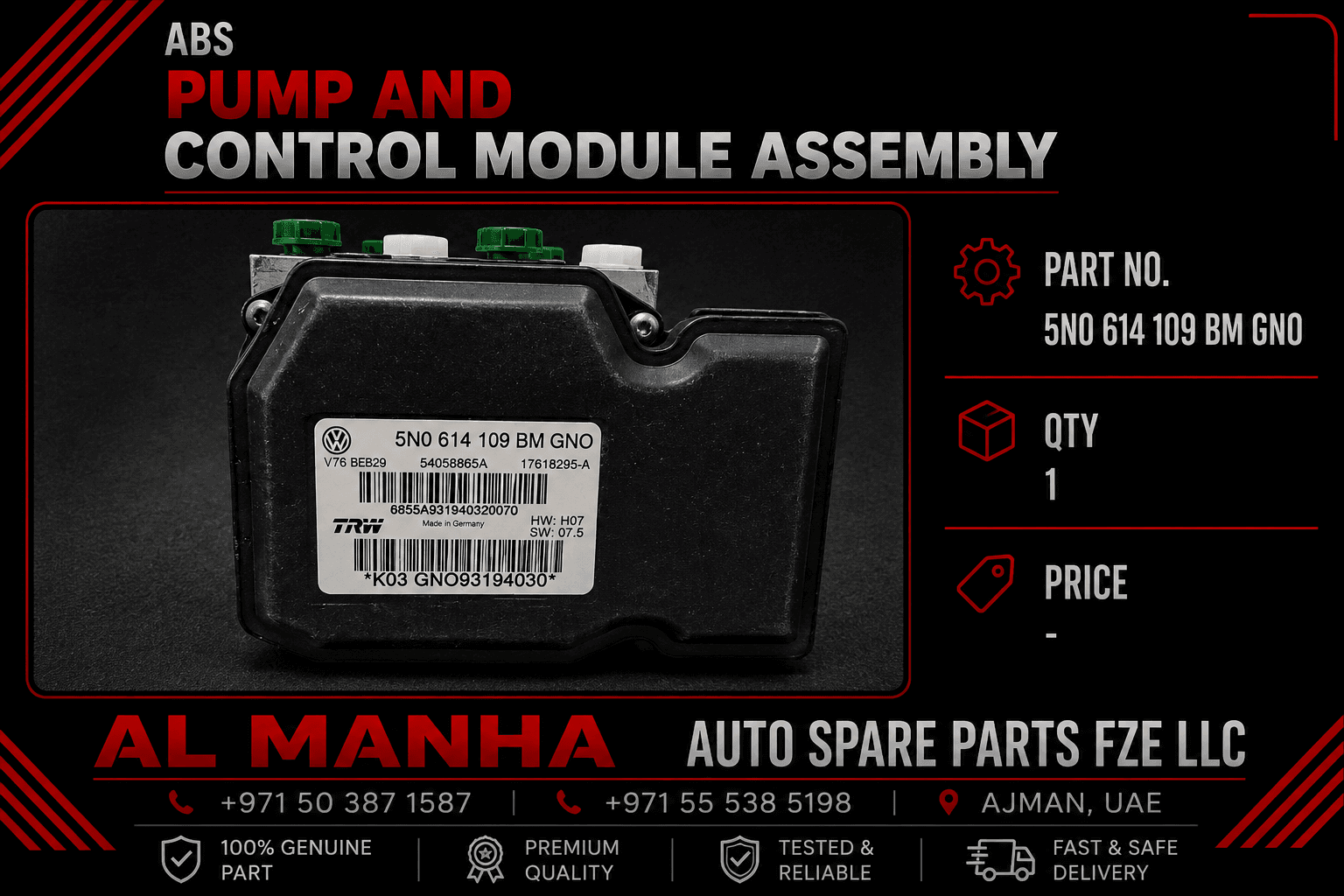 ABS Pump and Control Module Assembly PRT NO. - 5NO 614 109 BM GNO