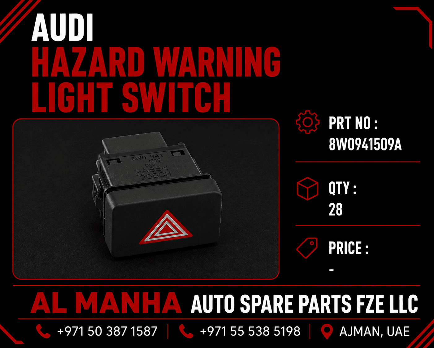 AUDI HAZARD WARNING LIGHT SWITCH