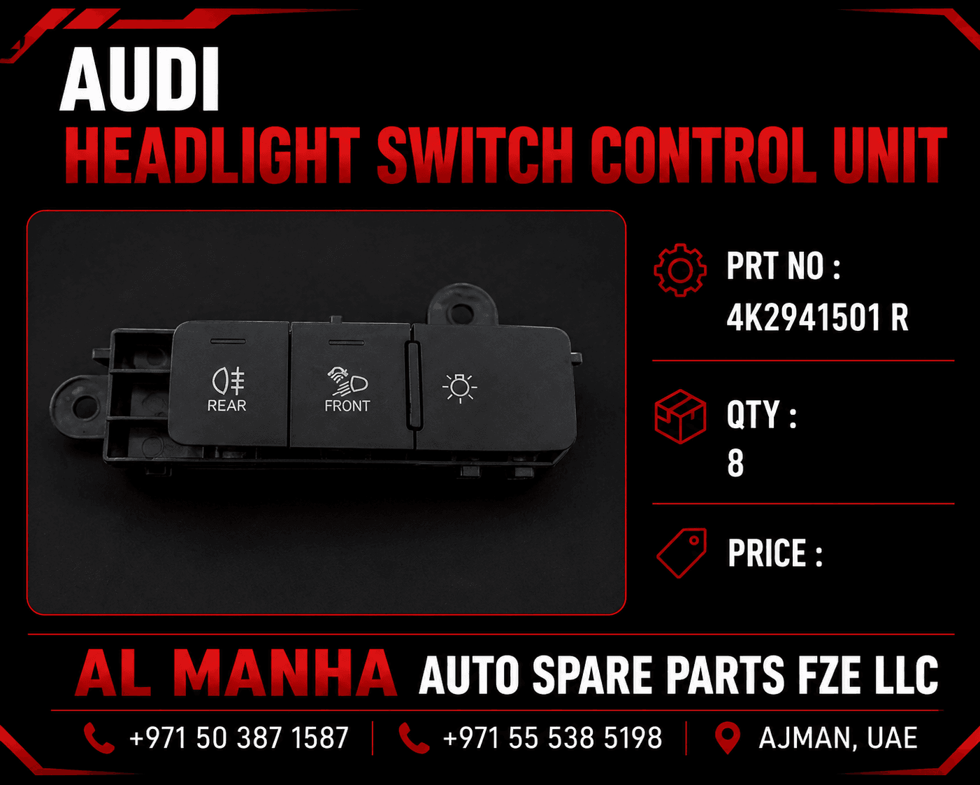 AUDI HEADLIGHT SWITCH CONTROL UNIT