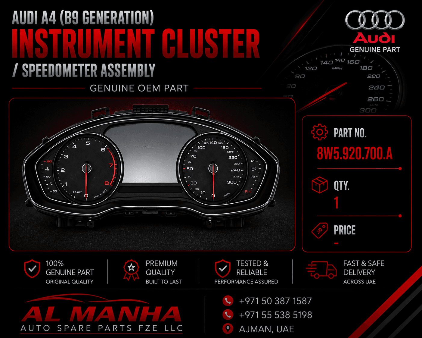 Audi A4 (B9 generation) Instrument Cluster _ Speedometer Assembly