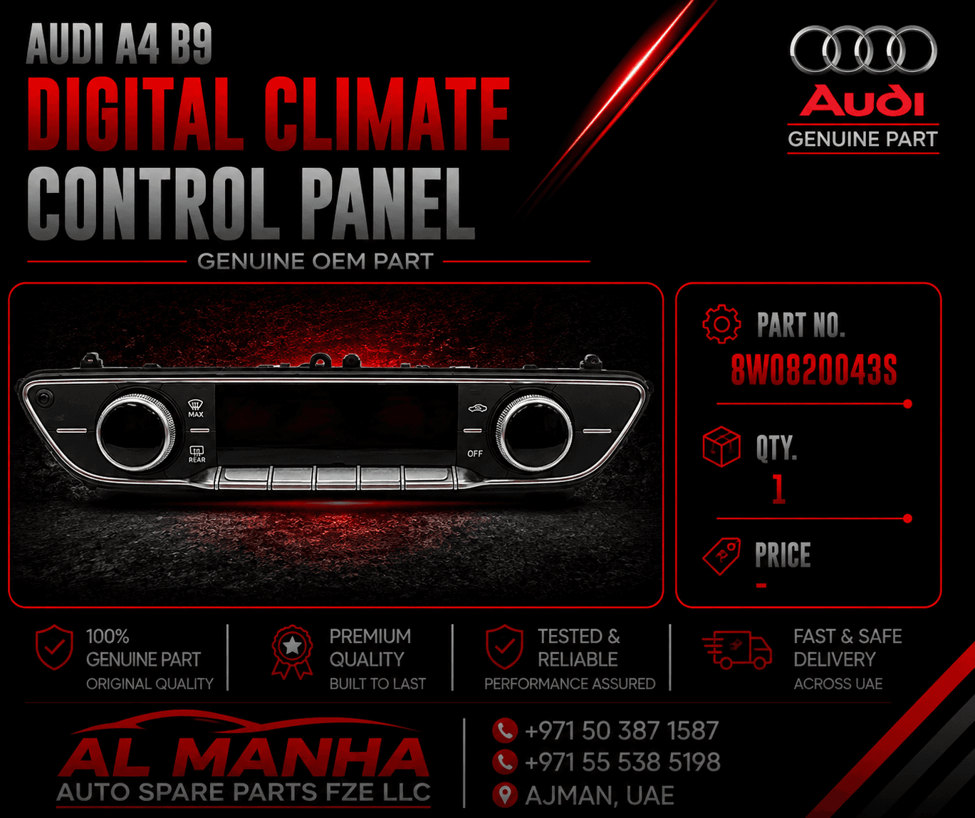 Audi A4 B9 Digital Climate control panel