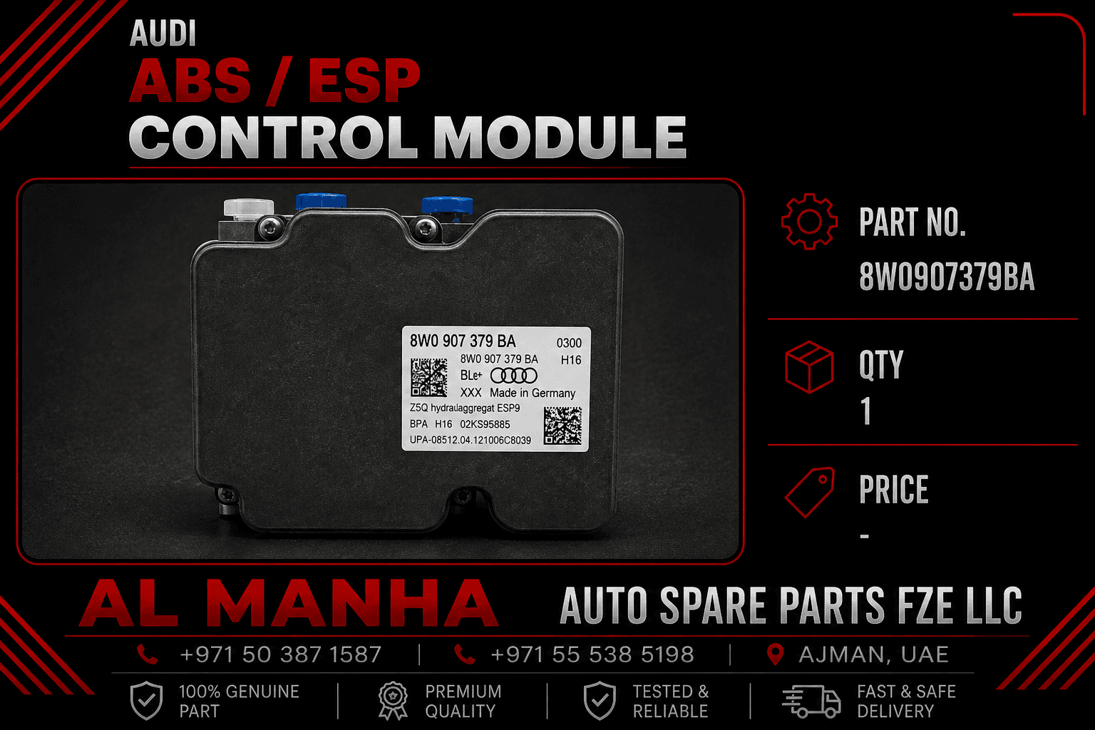 Audi ABS _ ESP Control Module PRT NO. 8W0907379BA