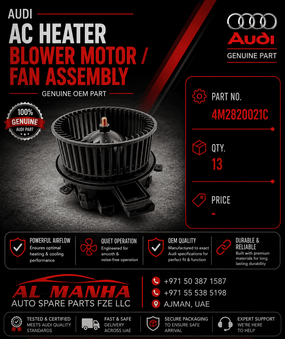 Audi AC heater blower motor_fan assembly