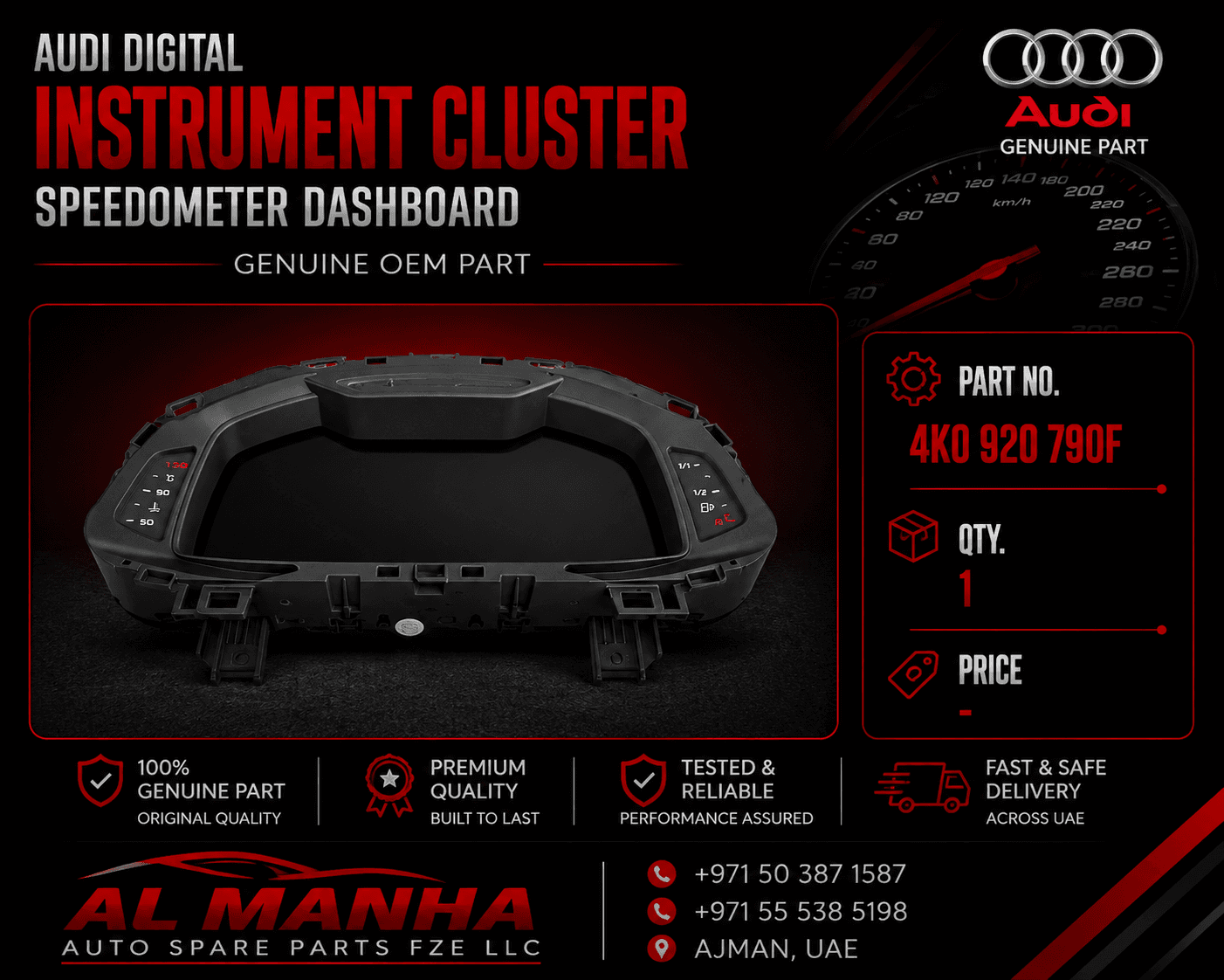 Audi Digital Instrument Cluster Speedometer Dashboard,