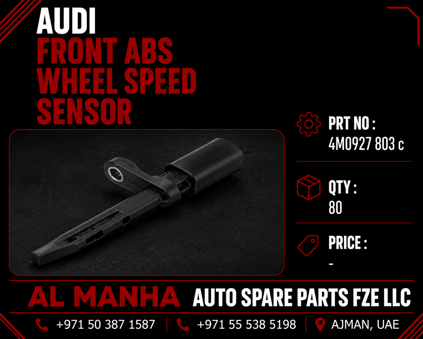 Audi Front ABS Wheel Speed Sensor