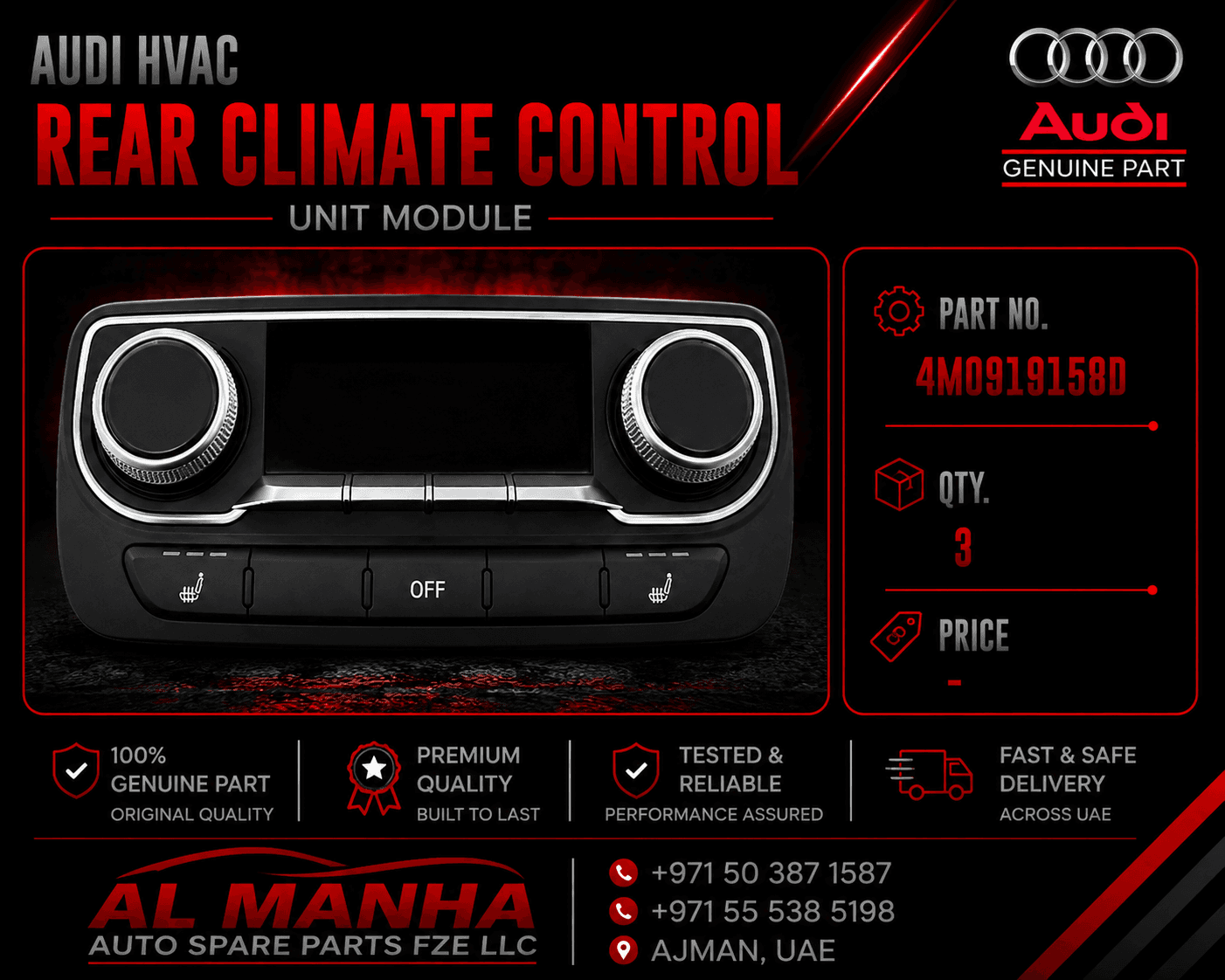 Audi HVAC Rear climate control unit module