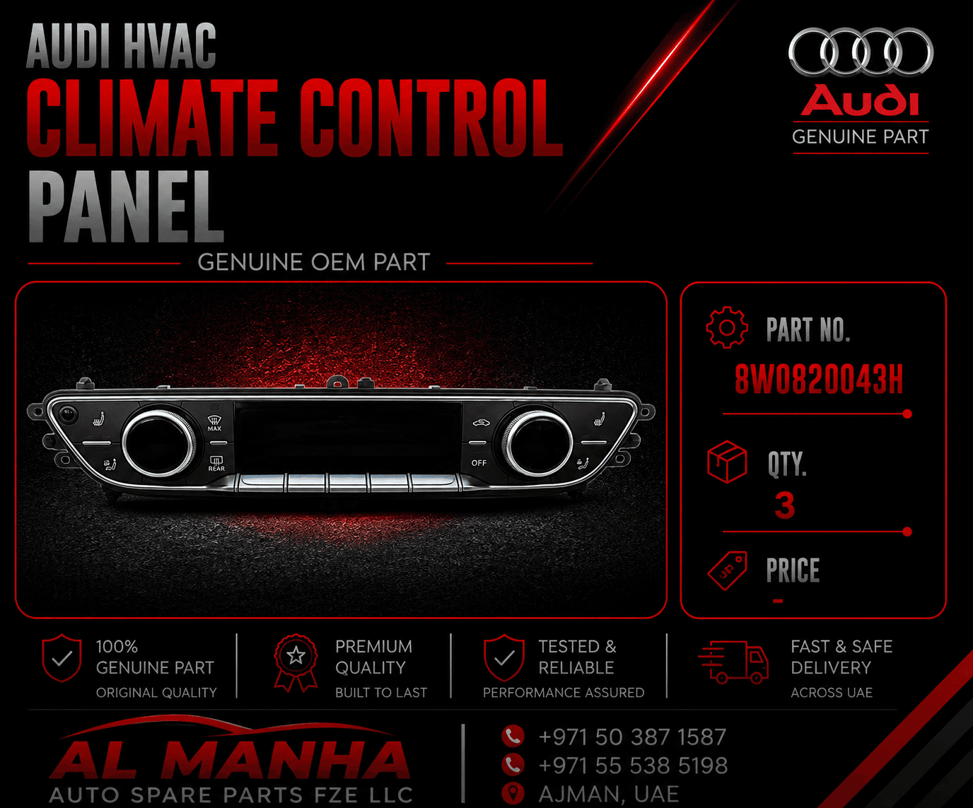 Audi HVAC climate control Panel