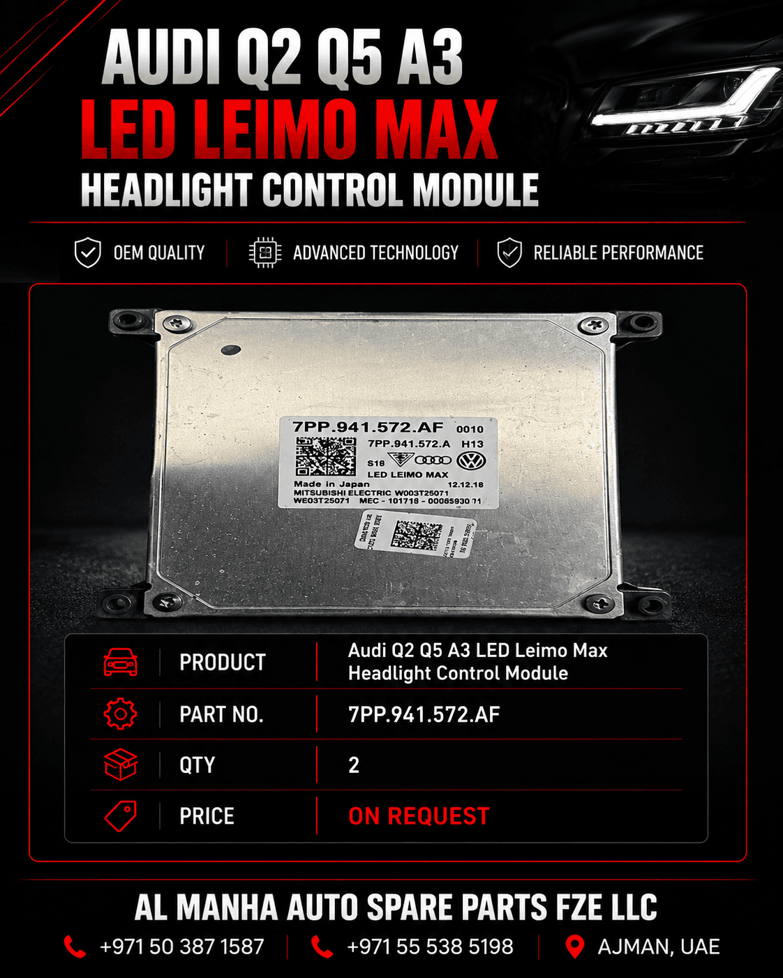 Audi Q2 Q5 A3 LED Leimo Max Headlight Control Module
