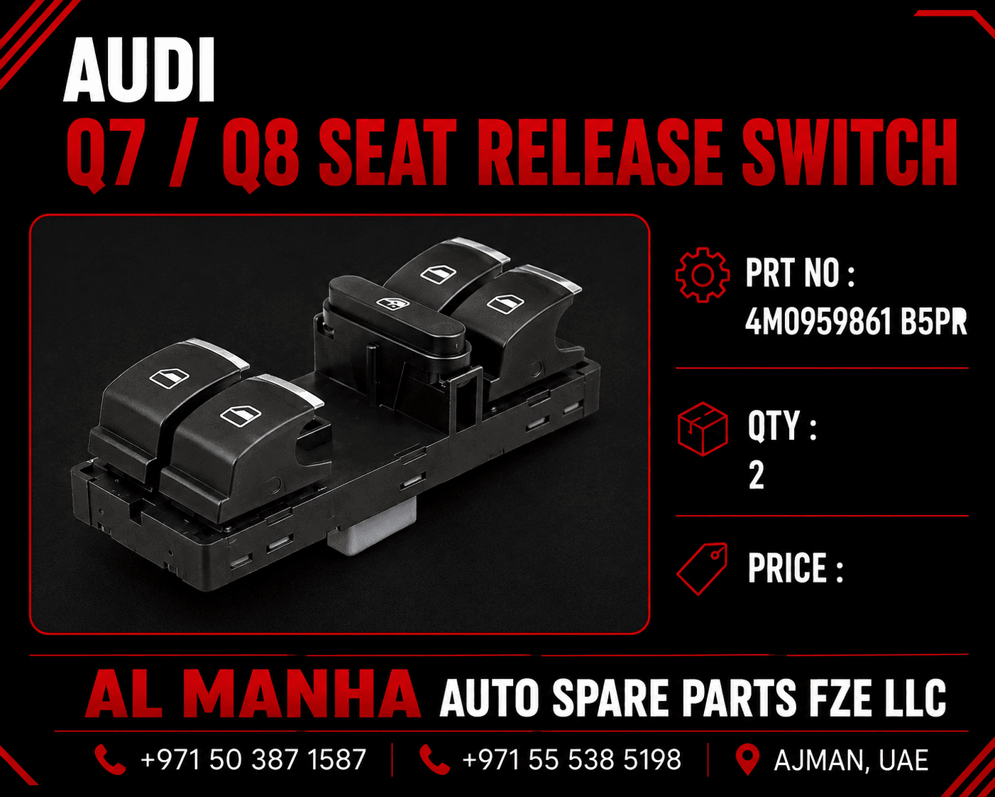 Audi Q7 _Q8 SEAT RELEASE SWITCH