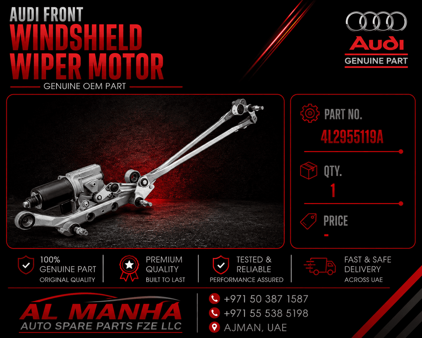 Audi front windshield wiper motor