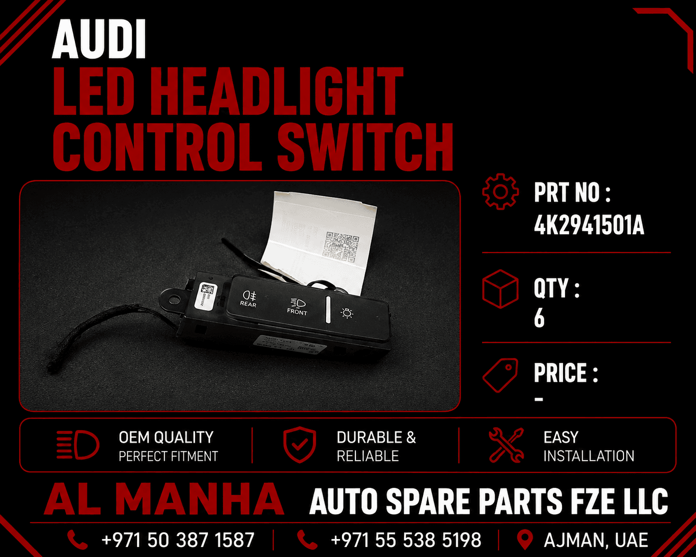 Audi led headlight control switch
