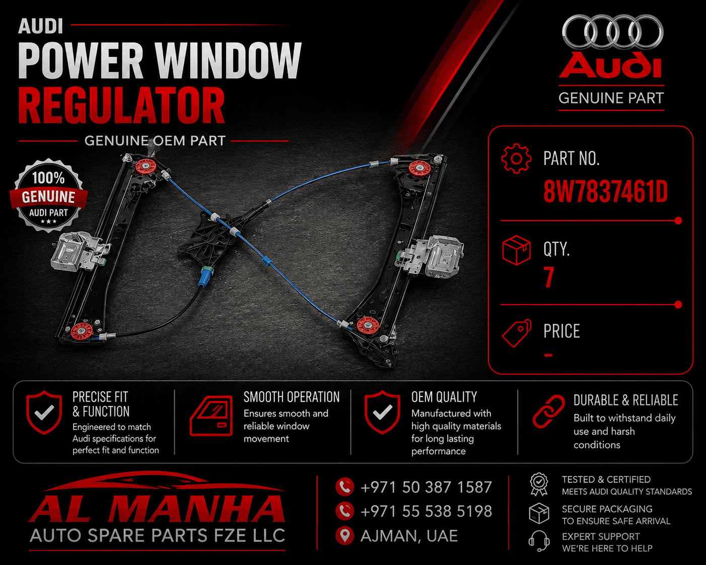 Audi power window regulator