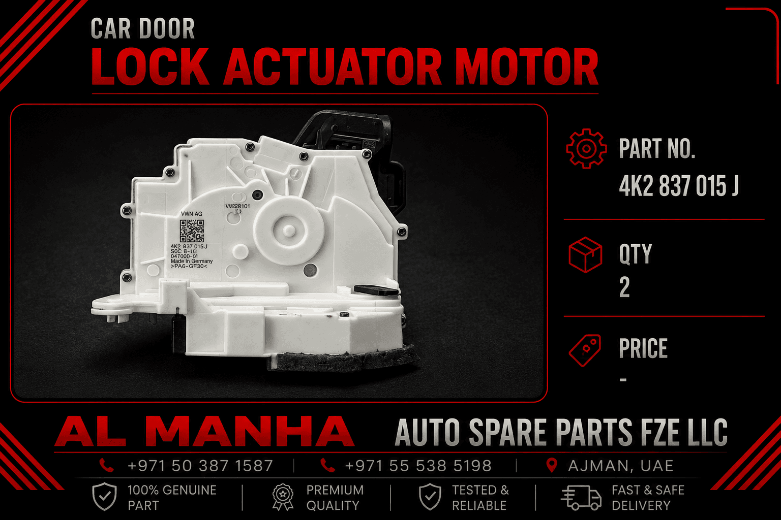 Car Door Lock Actuator Motor Prt no. - 4K2 837 015 J