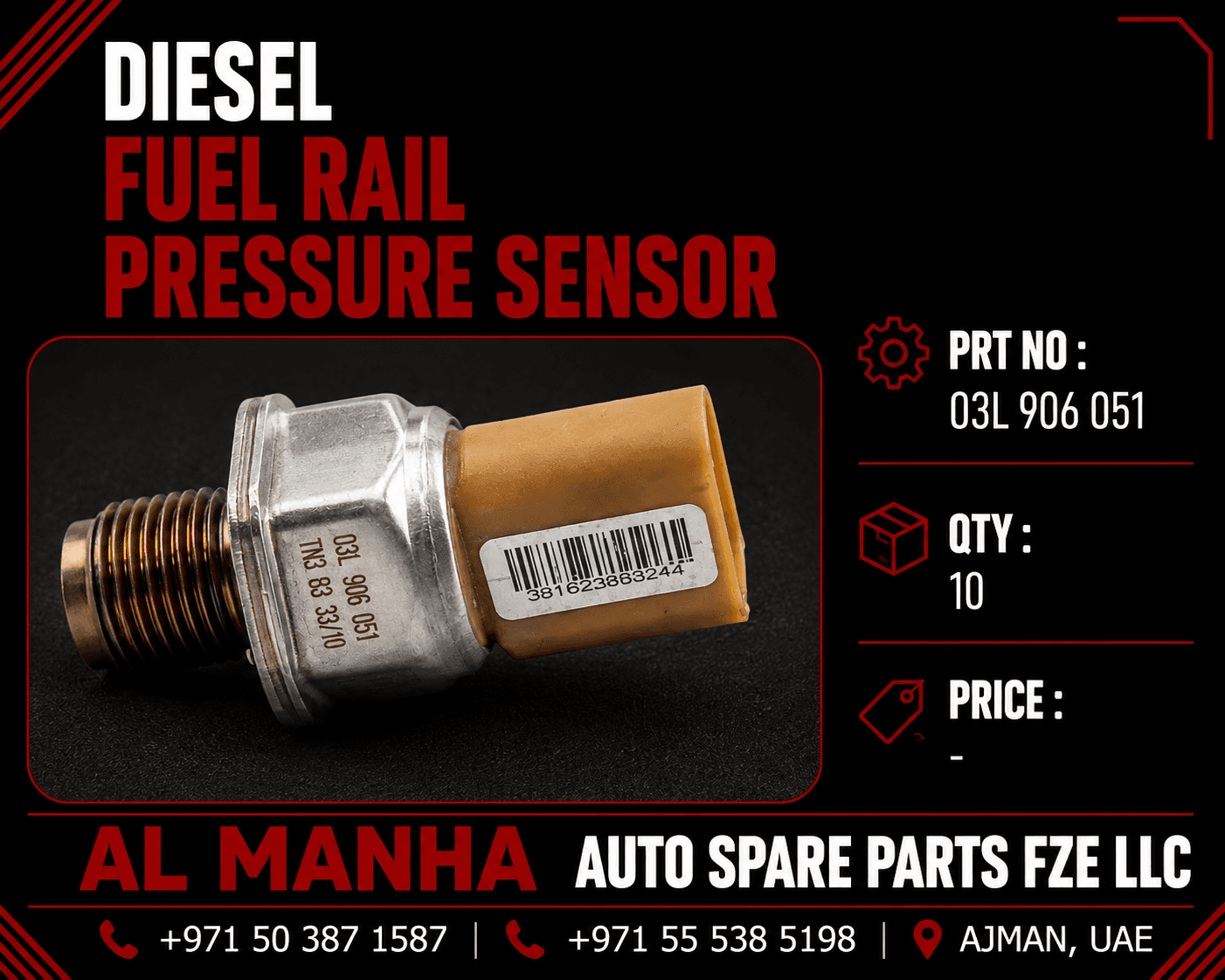 Diesel Fuel Rail Pressure Sensor