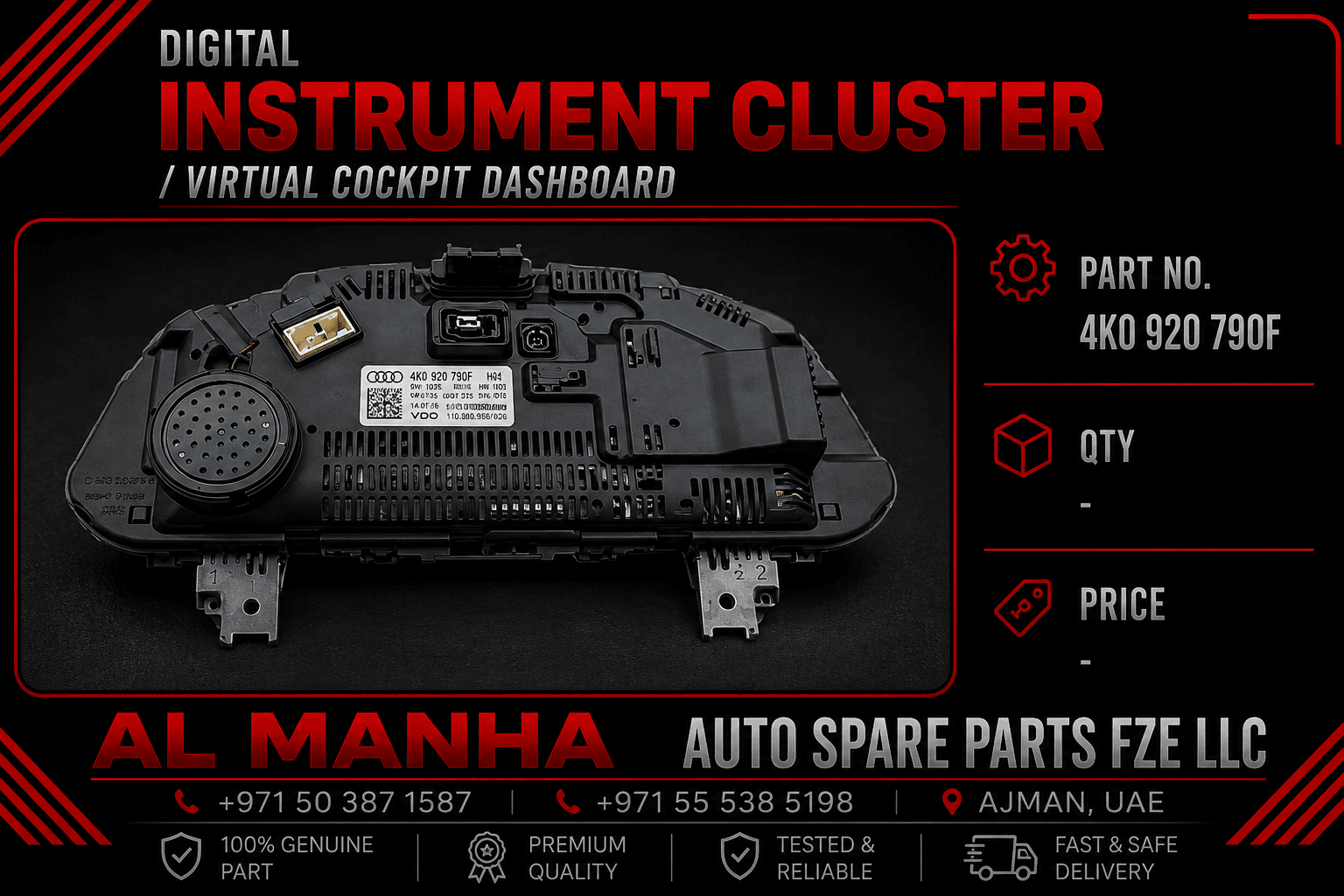 Digital Instrument Cluster _ Virtual Cockpit Dashboard). Prt no 4K0 920 790F