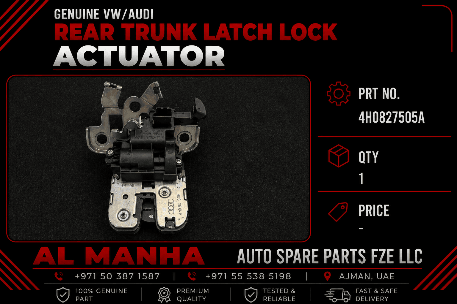 Genuine VW_Audi Rear Trunk Latch Lock Actuator Prt no. - 4H0827505A
