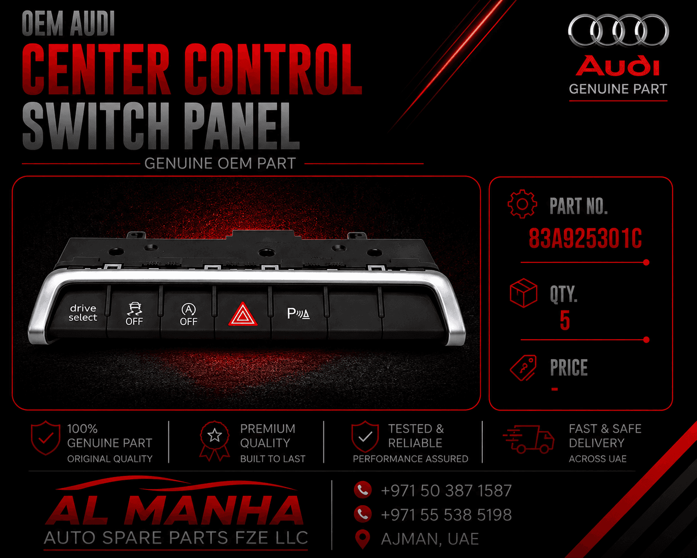 OEM Audi center conrtol switch panel