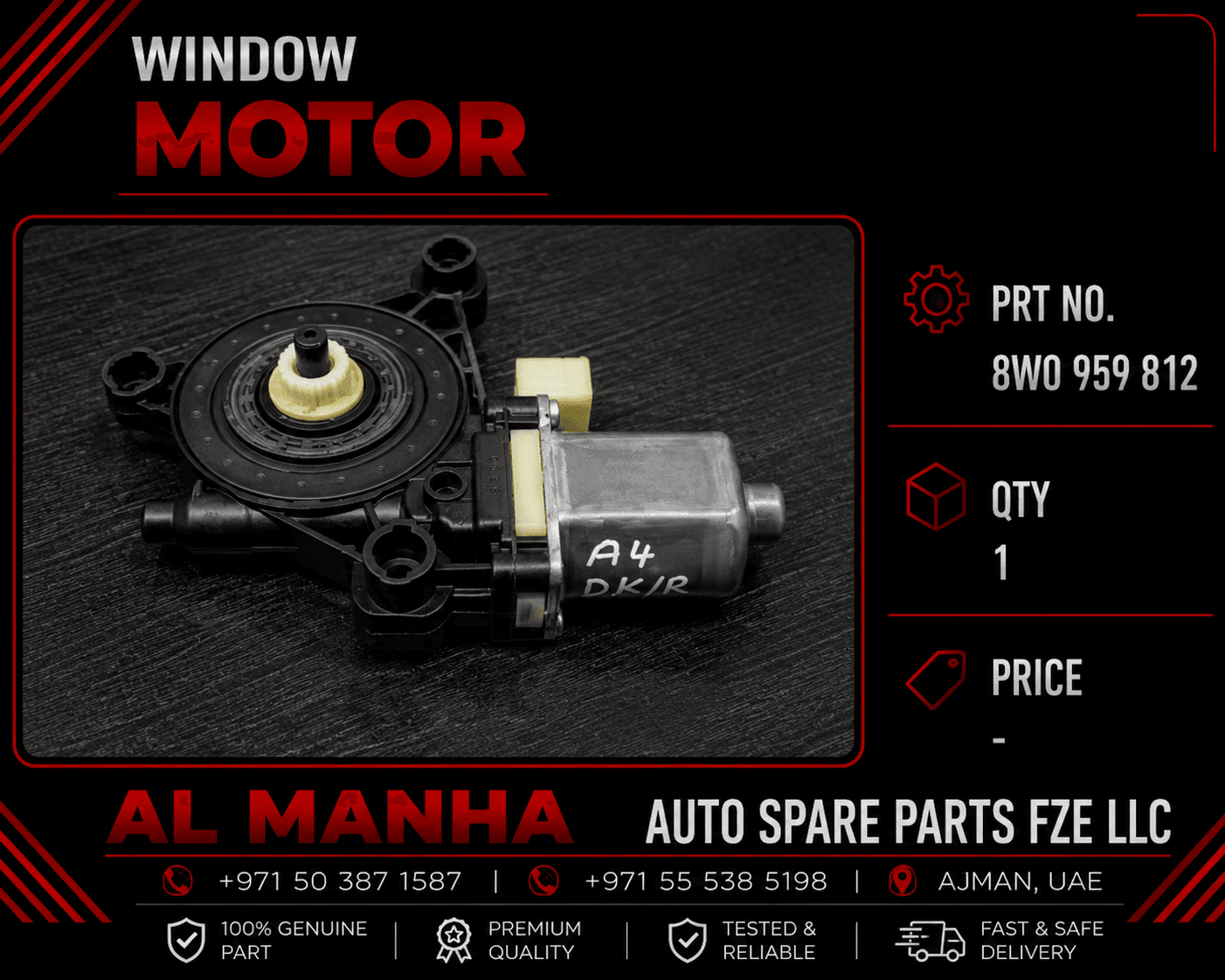 Window Motor PRT NO. 8WO 959 812