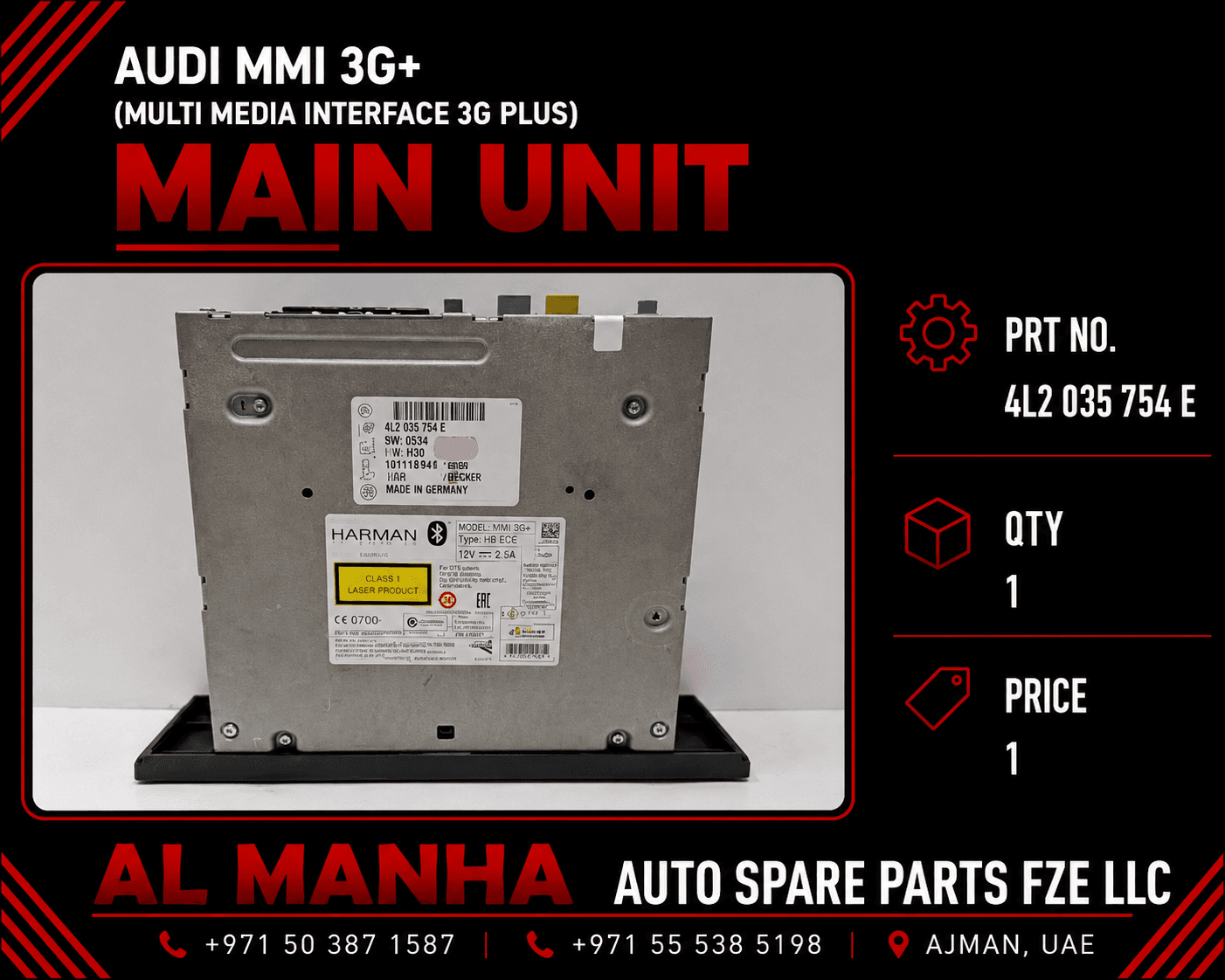 an Audi MMI 3G+ (Multi Media Interface 3G Plus) Main Unit