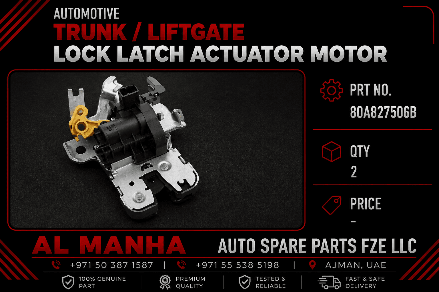 automotive Trunk _ Liftgate Lock Latch Actuator Motor. Prt no. 80A827506B