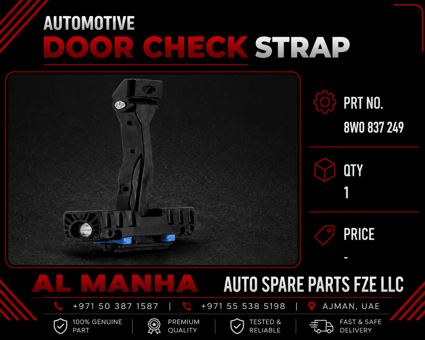 automotive door check strap PRT NO 8WO 837 249