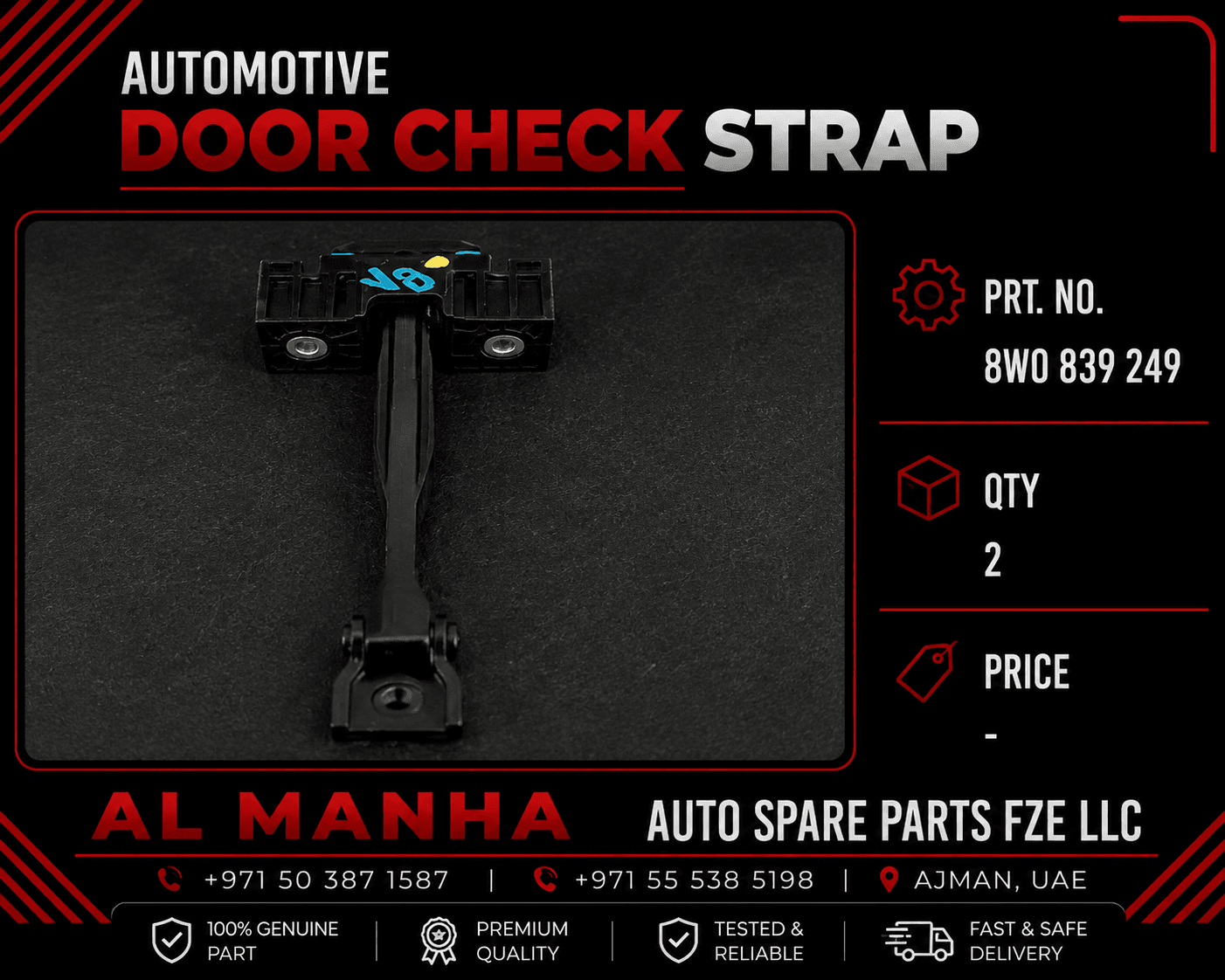 automotive door check strap PRT. No. - 8W0 839 249