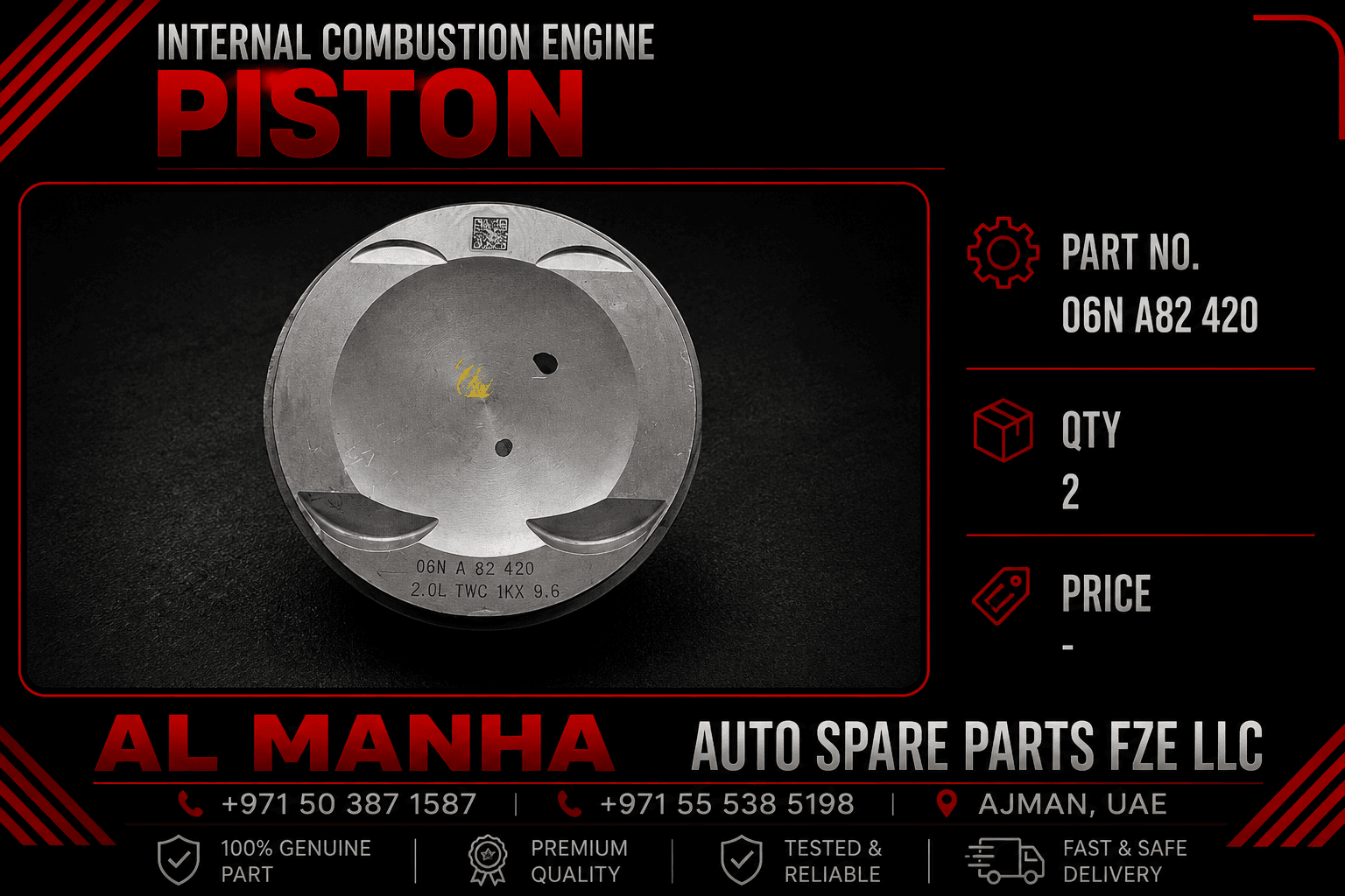 internal combustion engine piston. Prt no. - 06N A82 420