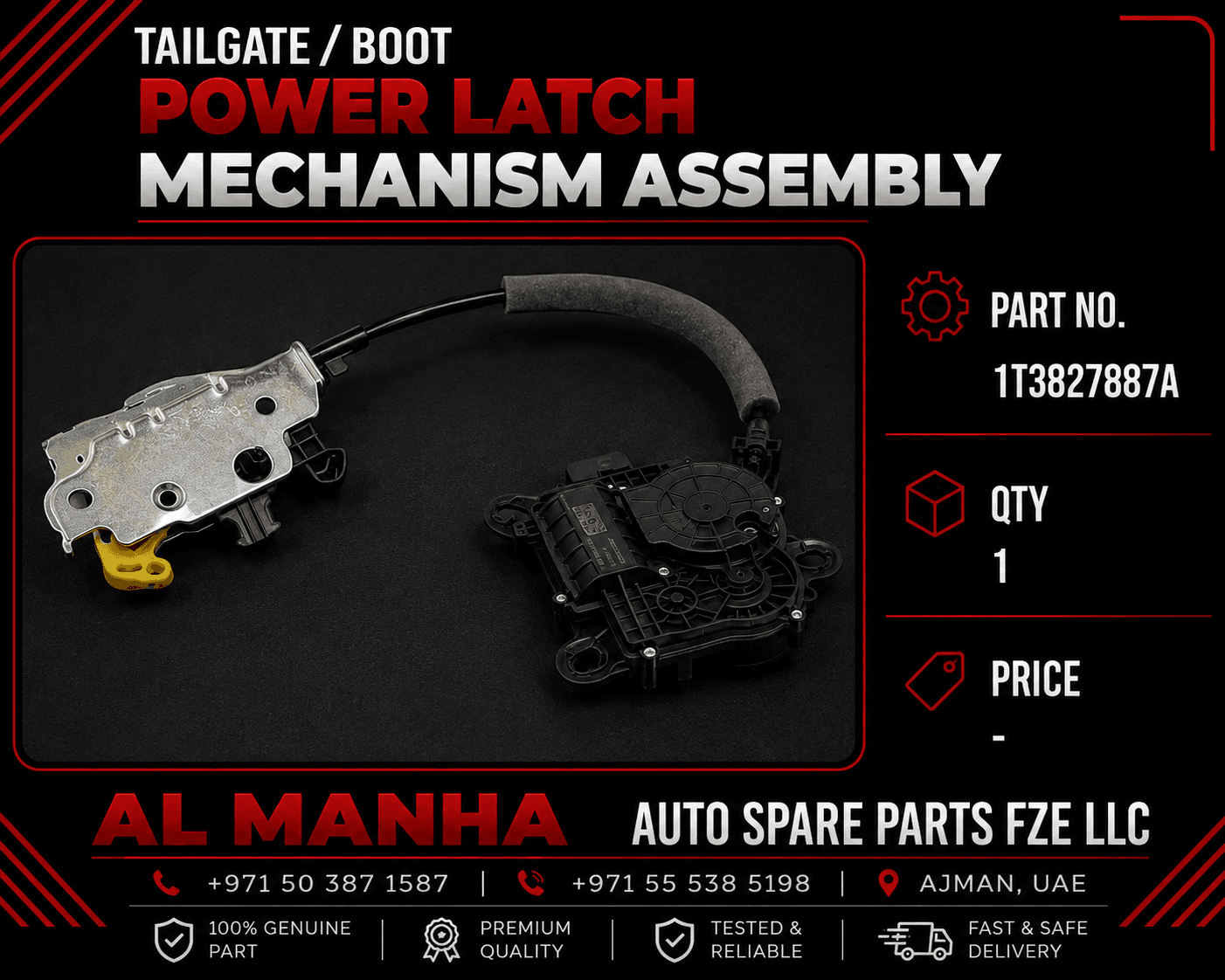 tailgate_boot power latch mechanism assembly PART NO_ 1T3827887A