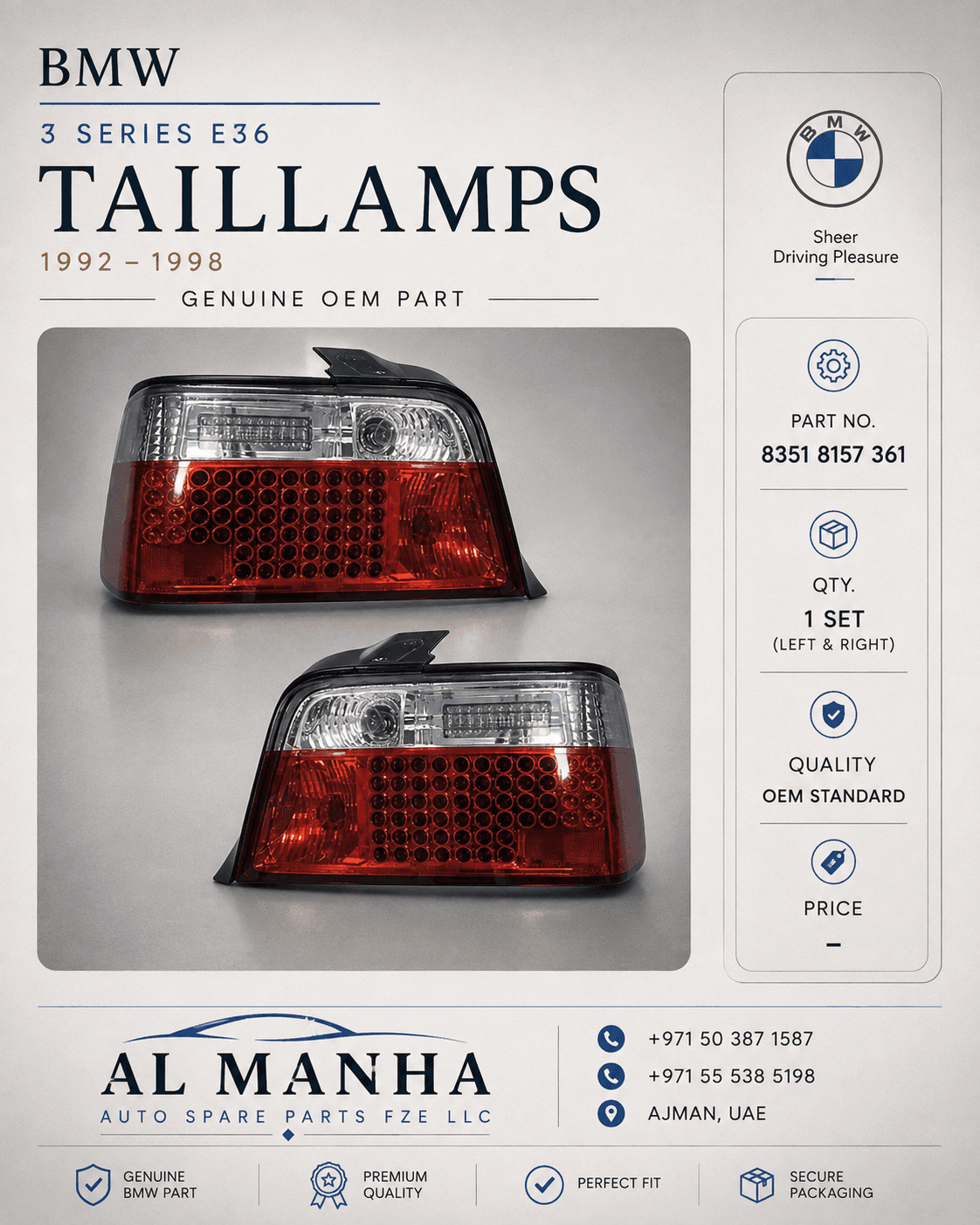 BMW 3 SERIES E36 TAILLAMPS (1992-1998)