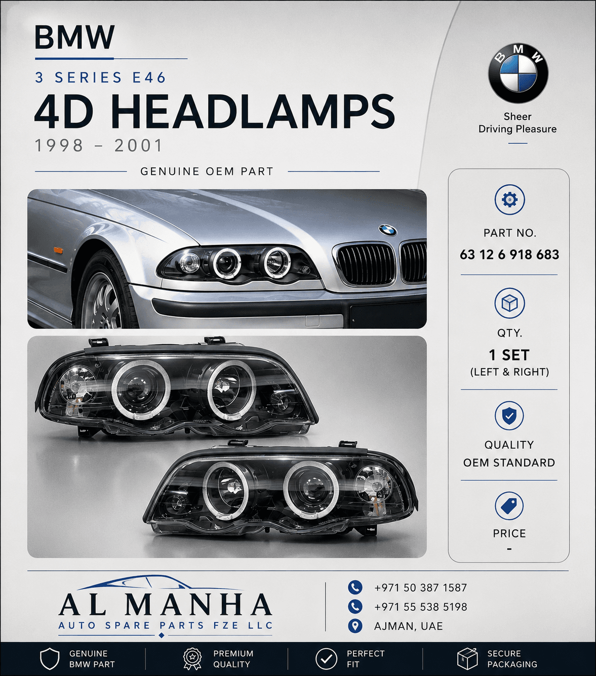 BMW 3 SERIES E46 4D HEADLAMP(1998-2001)