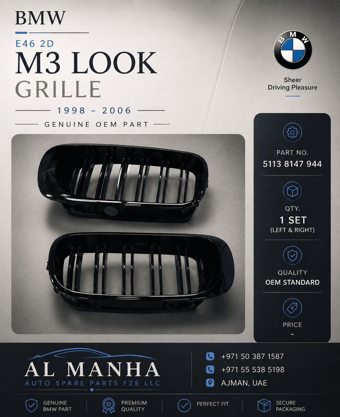 BMW E46 2D M3 LOOK GRILLE(1998-06)