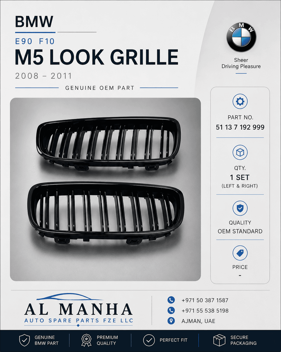 BMW E90 F10 M5 LOOK GRILLE(2008-11)