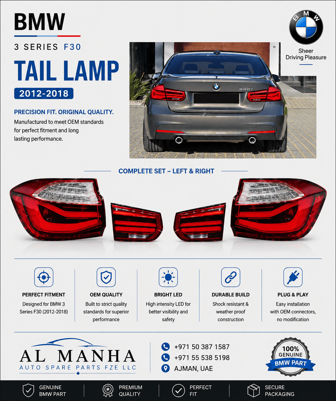 BMW 3 SERIES F30 TAIL LAMP (2012-2018)