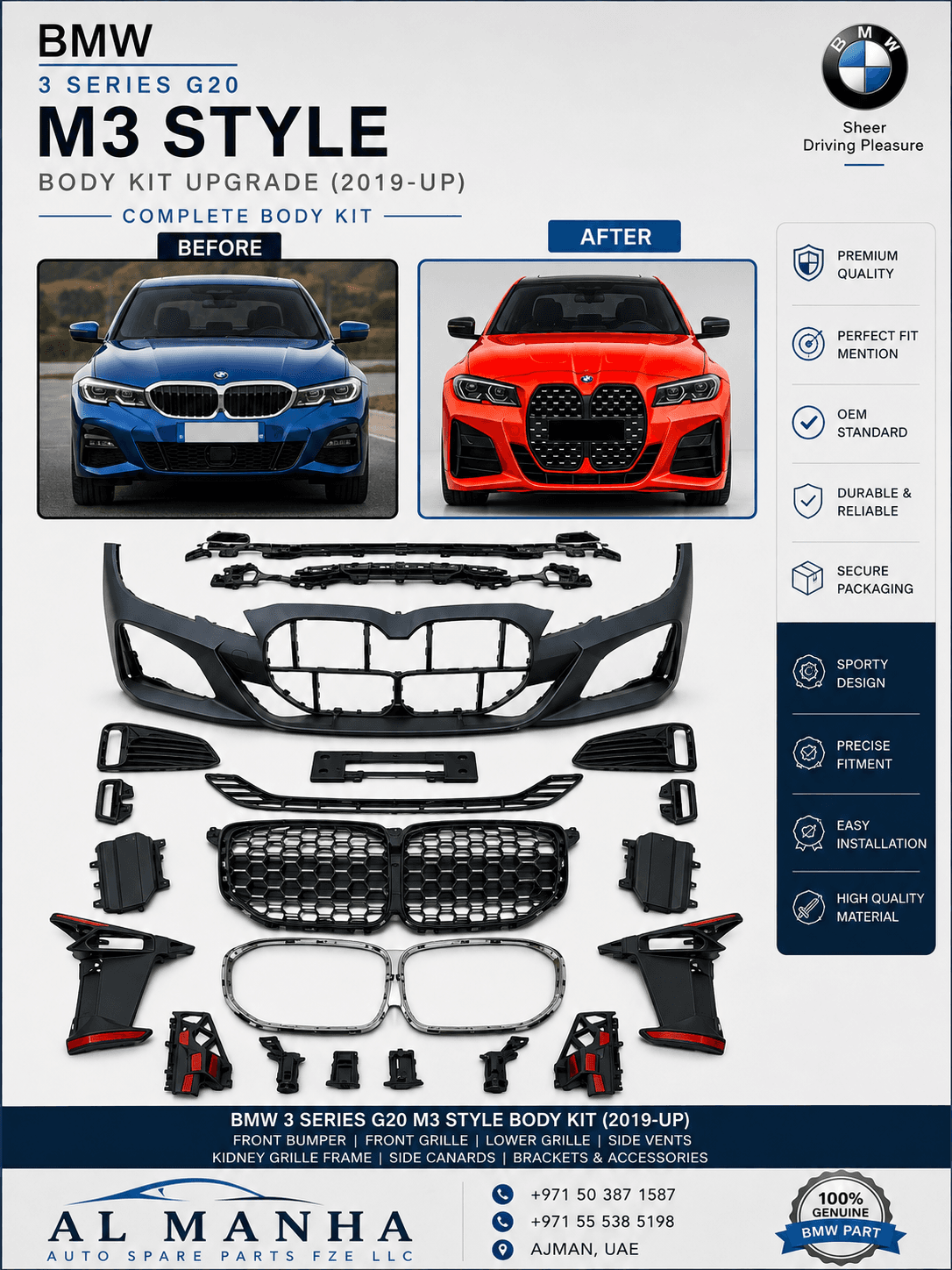 BMW 3 SERIES G20 UPGRADE TO M3 STYLE BODY KIT (2019-UP)