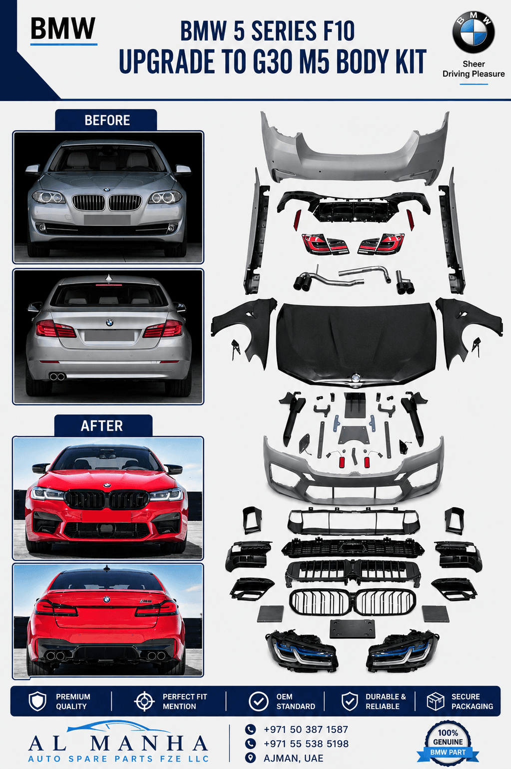 BMW 5 SERIES F10 UPGRADE TO G30 M5 BODY KIT