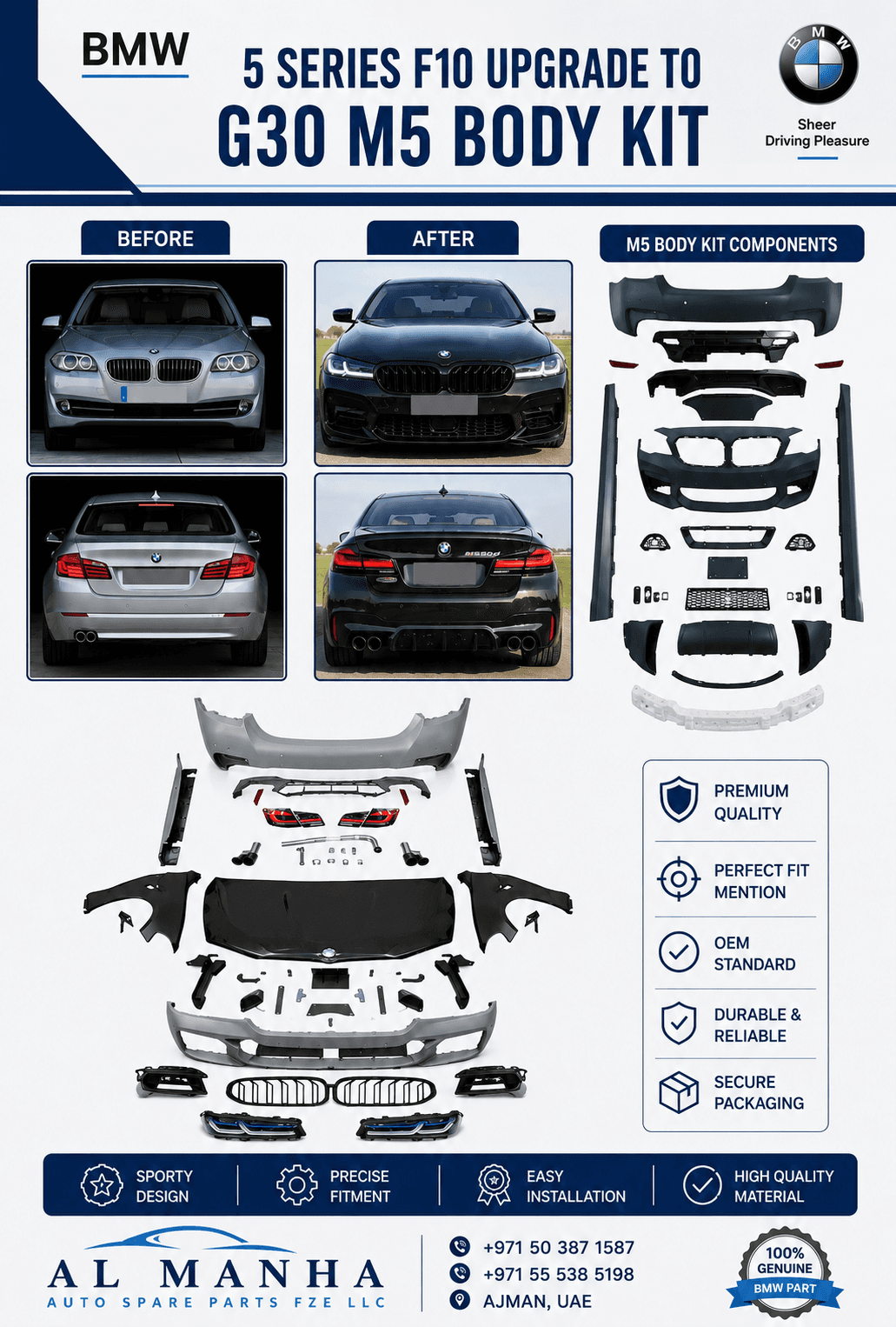 LD BMW 5 SERIES F10 UPGRADE TO G30 M5 BODY KIT