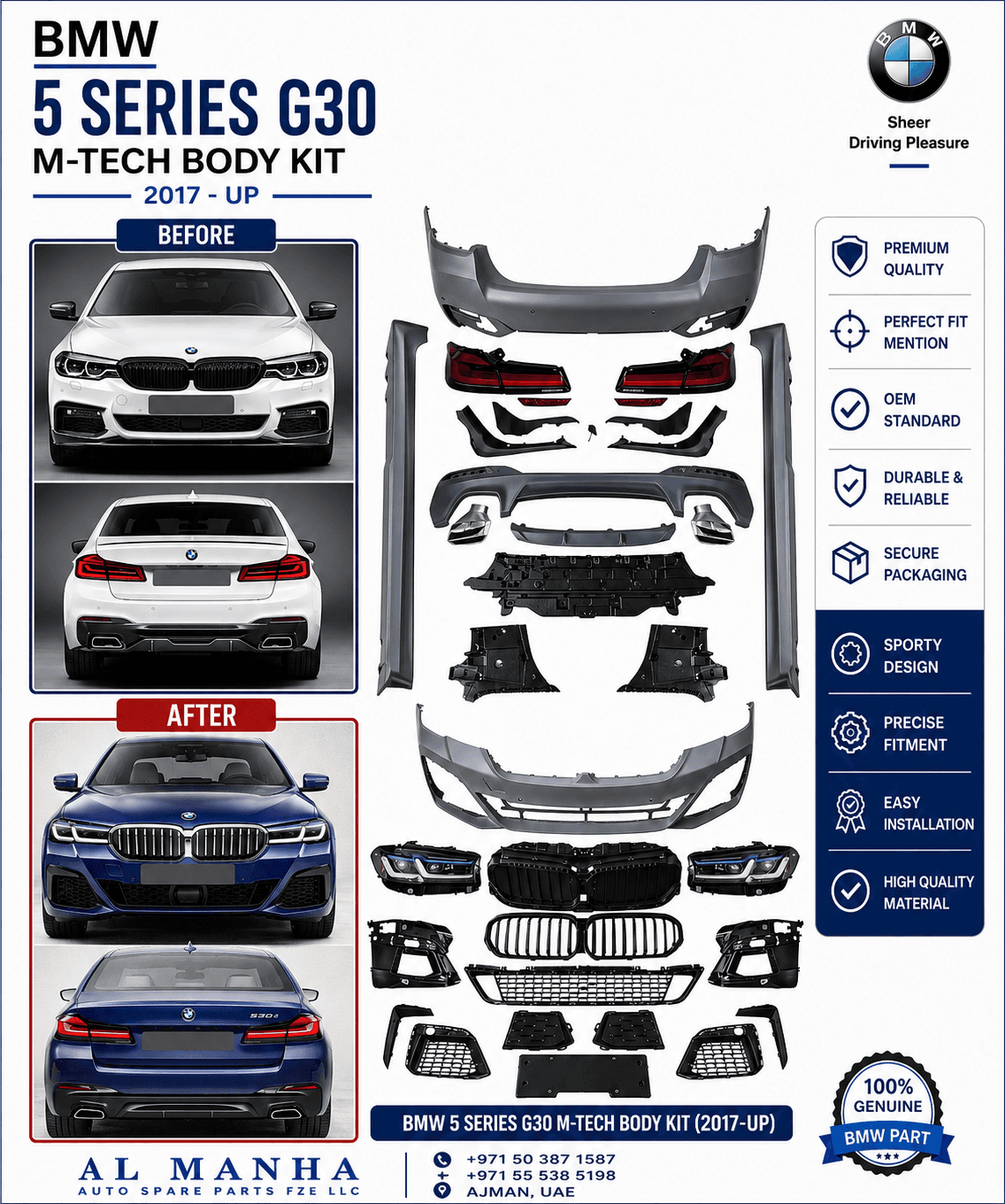 BMW 5 SERIES G30 M-TECH BODY KIT (2017-UP)