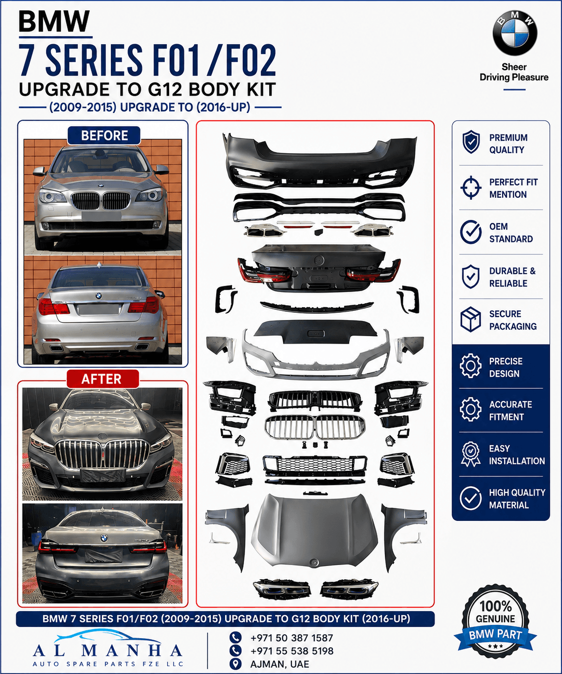 BMW 7 SERIES FO1_F02 (2009-2015) UPGRADE TO G12 BODY KIT (2016-UP)