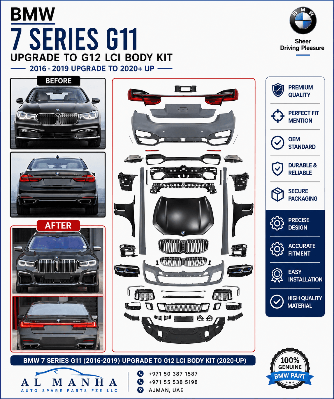 BMW 7 SERIES G11 2016-2019 UPGRADE TO G12 LCI BODY KIT 2020-UP