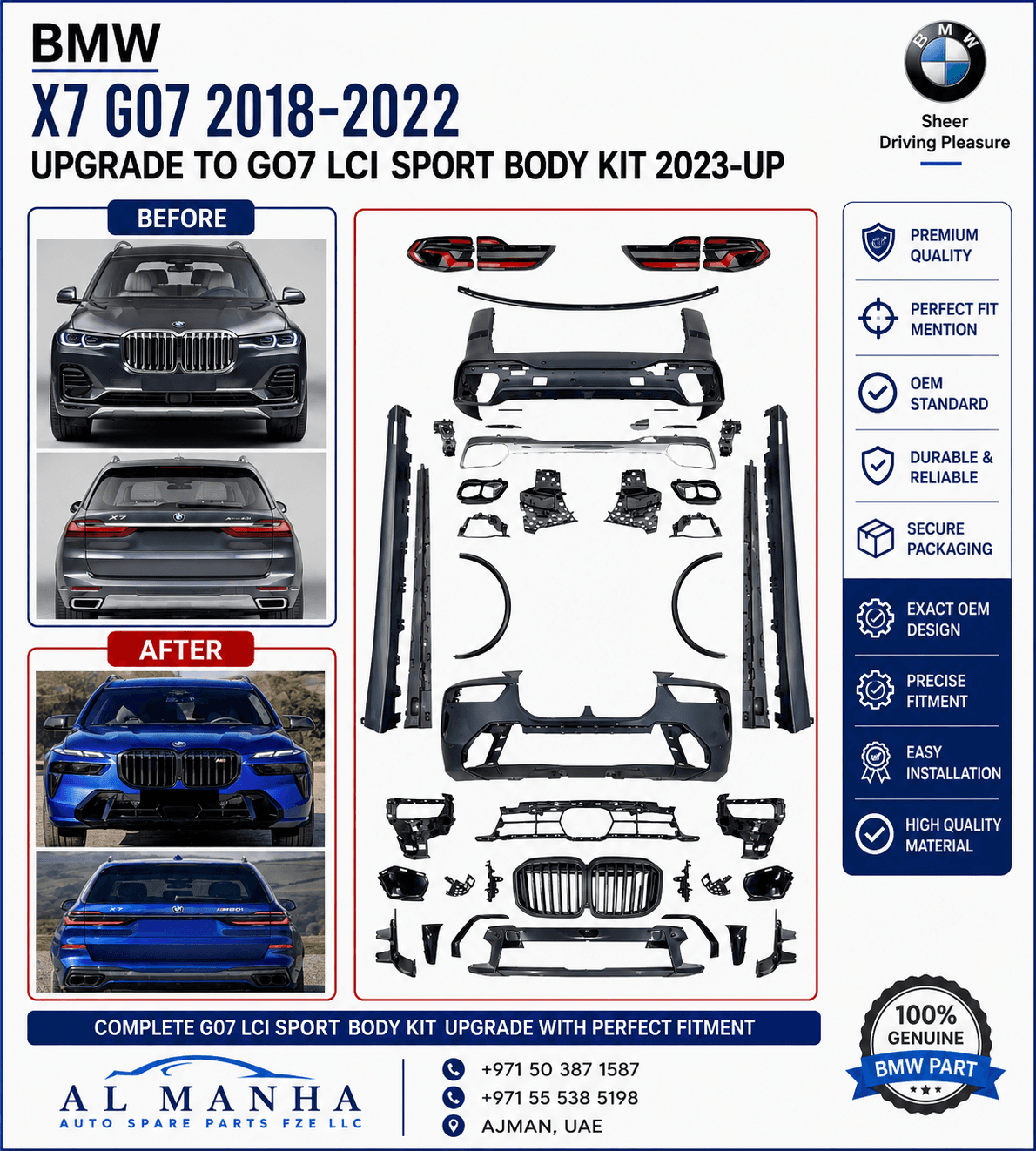 BMW X7 G07 2018-2022 UPGRADE TO GO7 LCI SPORT BODY KIT 2023-UP