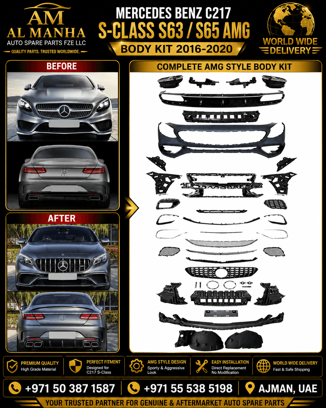MERCEDES BENZ C217 S-CLASS S63_S65 AMG BODY KIT 2016-2020 - Mercedes-Benz S-Class