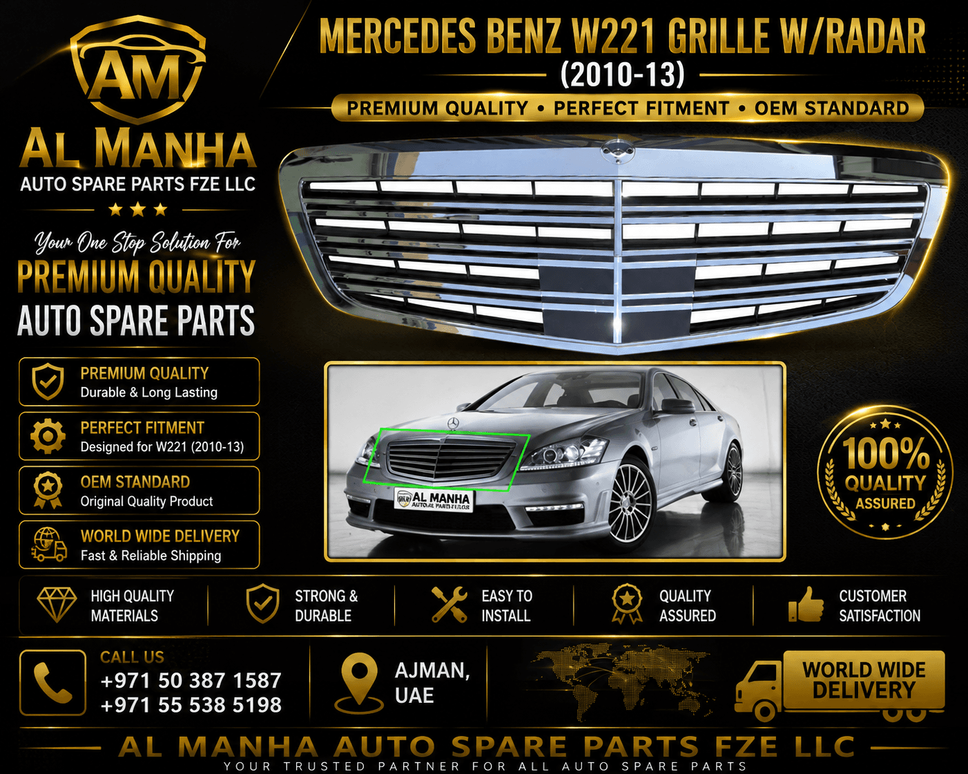 MERCEDES BENZ W221 GRILLE W_RADAR(2010-13) - Mercedes-Benz S-Class