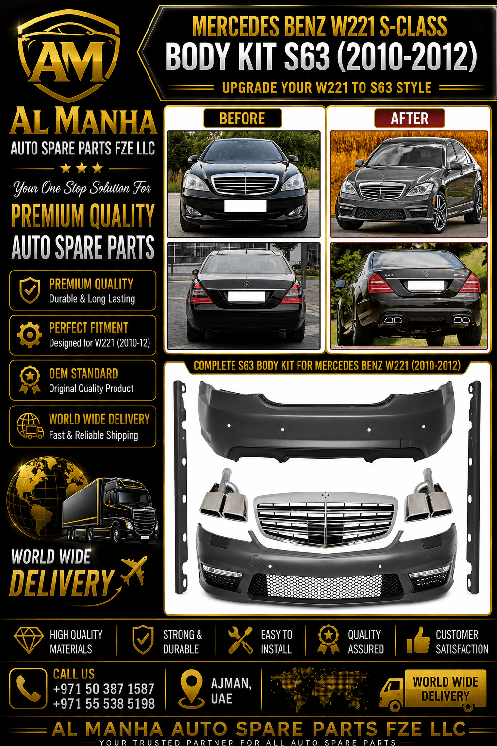 MERCEDES BENZ W221 S-CLASS BODY KIT S63(2010-2012) - Mercedes-Benz S-Class