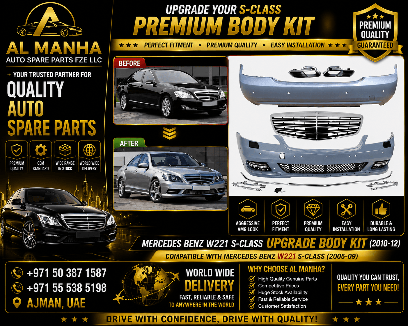 MERCEDES BENZ W221 S-CLASS(2005-09)UPGRADE BODY KIT(2010-12) - Mercedes-Benz S-Class