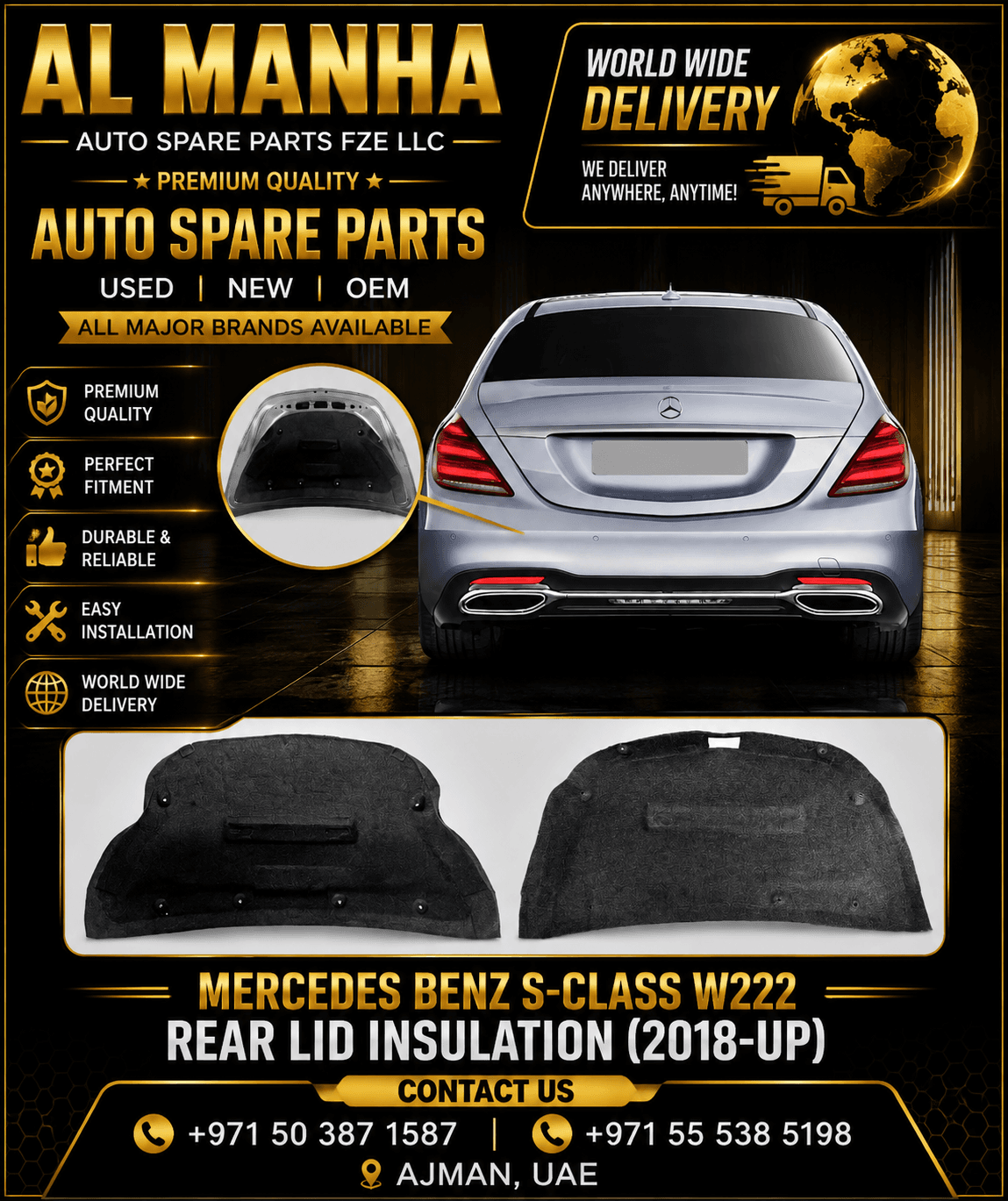 MERCEDES BENZ S-CLASS W222 REAR LID INSULATION (2018-UP) - Mercedes-Benz S-Class