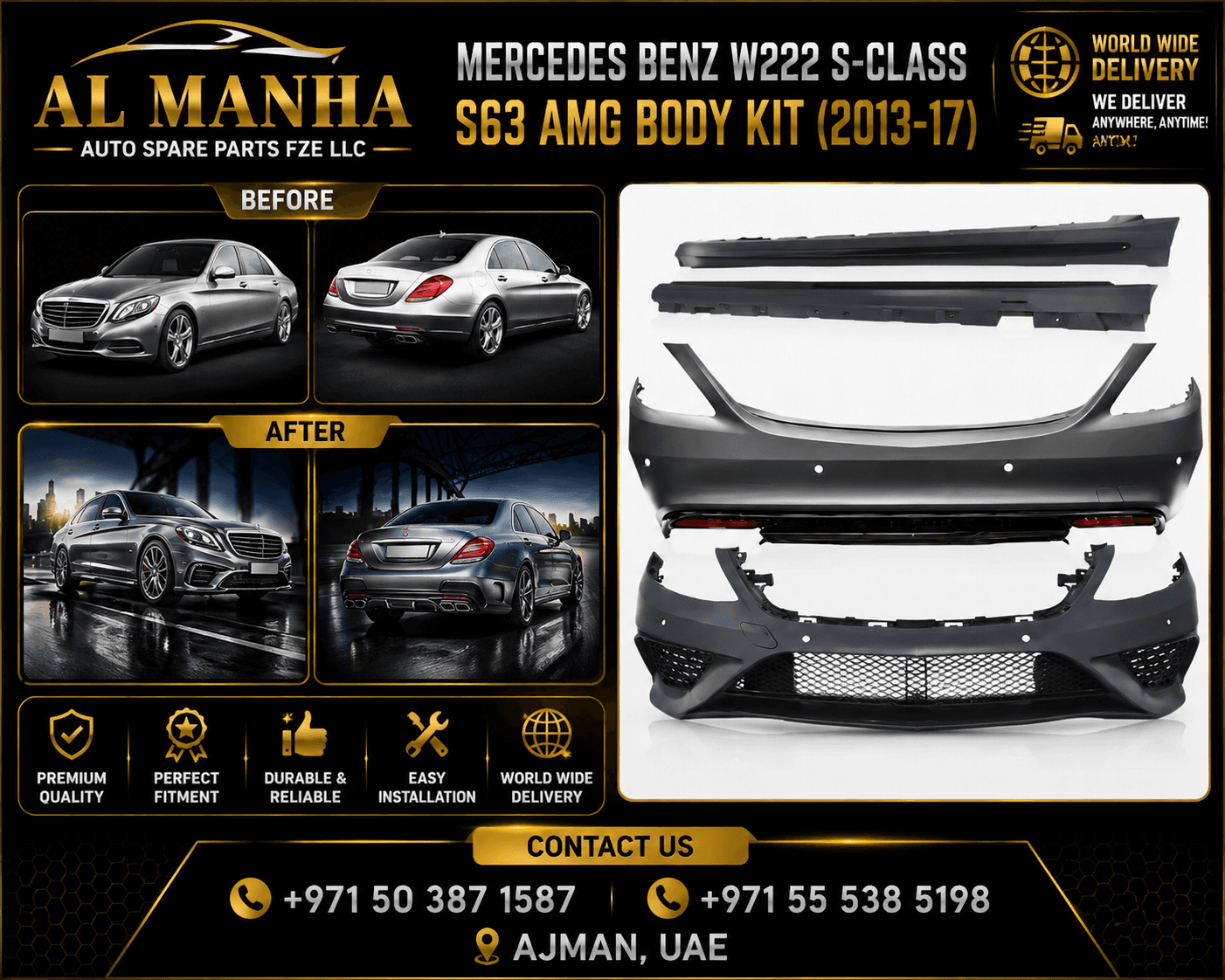 MERCEDES BENZ W222 S-CLASS S63 AMG BODY KIT(2013-17) - Mercedes-Benz S-Class
