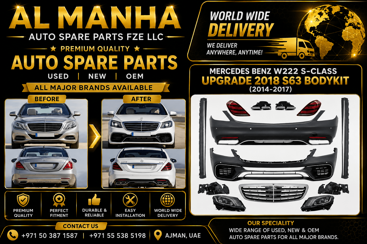 MERCEDES BENZ W222 S-CLASS UPGRADE 2018 S63 BODYKIT(2014-2017) - Mercedes-Benz S-Class