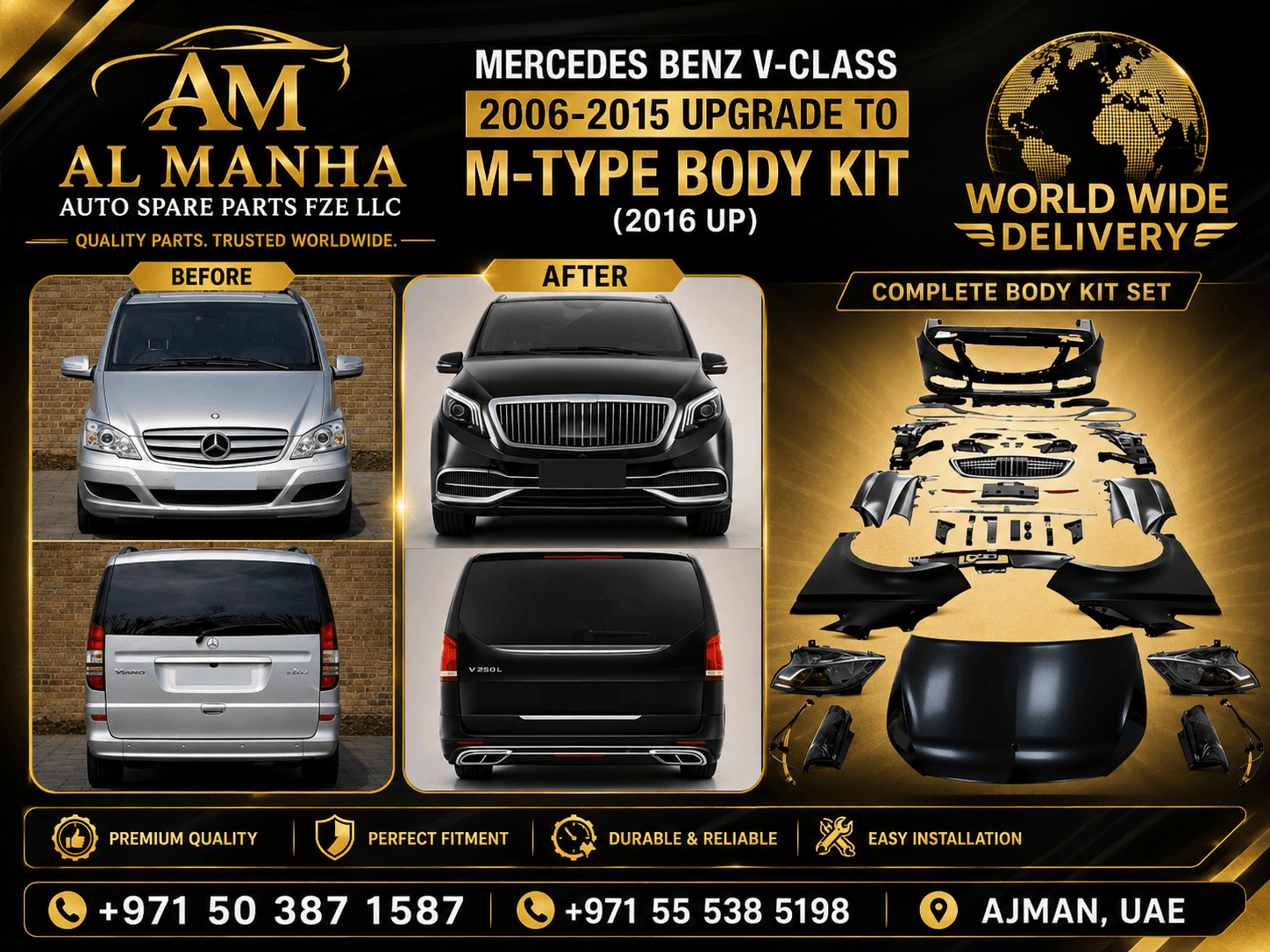 MERCEDES BENZ V-CLASS 2006-2015 UPGRADE TO M-TYPE BODY KIT (2016 UP)
