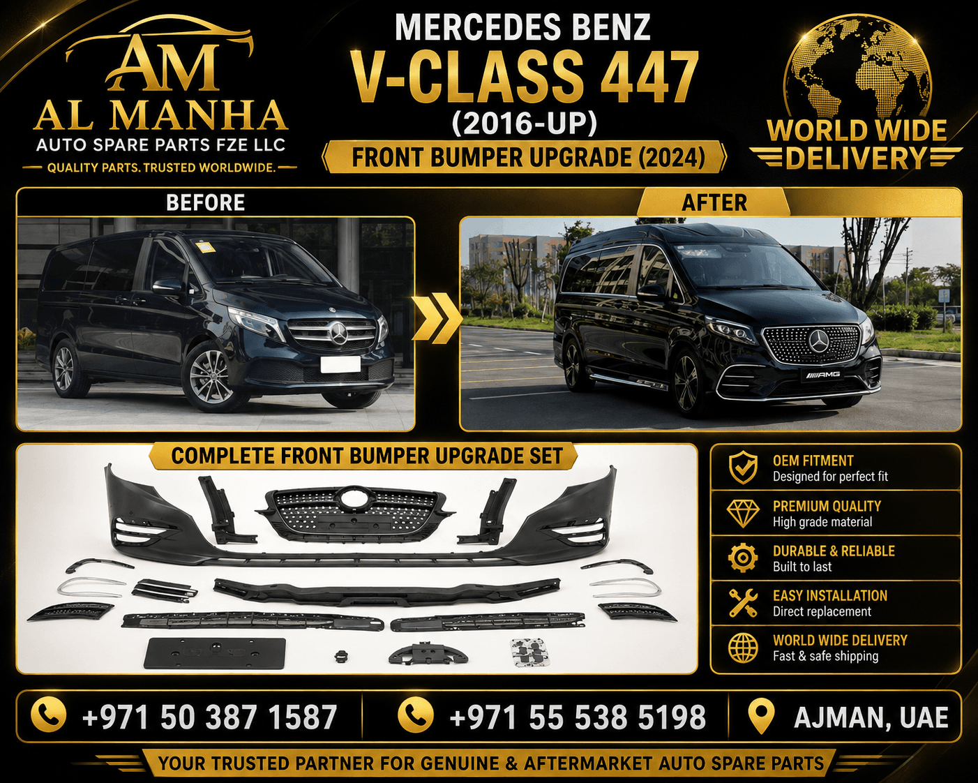 MERCEDES BENZ V-CLASS 447(2016-UP) FRONT BUMPER UPGRADE - Mercedes-Benz V-Class